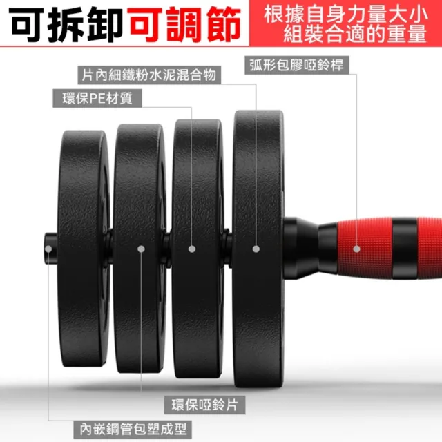 【happiness 幸福來】20kg可調式啞鈴 + 可變槓鈴套裝 重量訓練 啞鈴 槓鈴 重量訓練 肌肉鍛鍊 防滑啞鈴