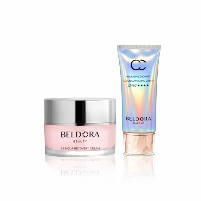 【BELDORA 蓓朵娜】彈潤保濕發光組(瀑布霜EX+極光CC霜SPF50+★★★★)