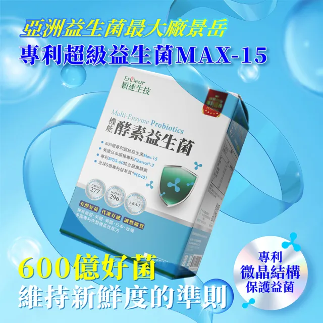 【Endear 穎達生技】600億機能酵素益生菌 30包X3入組(換季必備/雙酵有感好體質關鍵/保健禮盒)