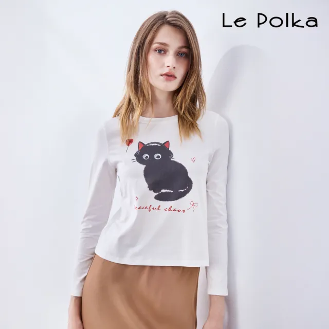 【Le Polka】可愛貓咪印花上衣-女