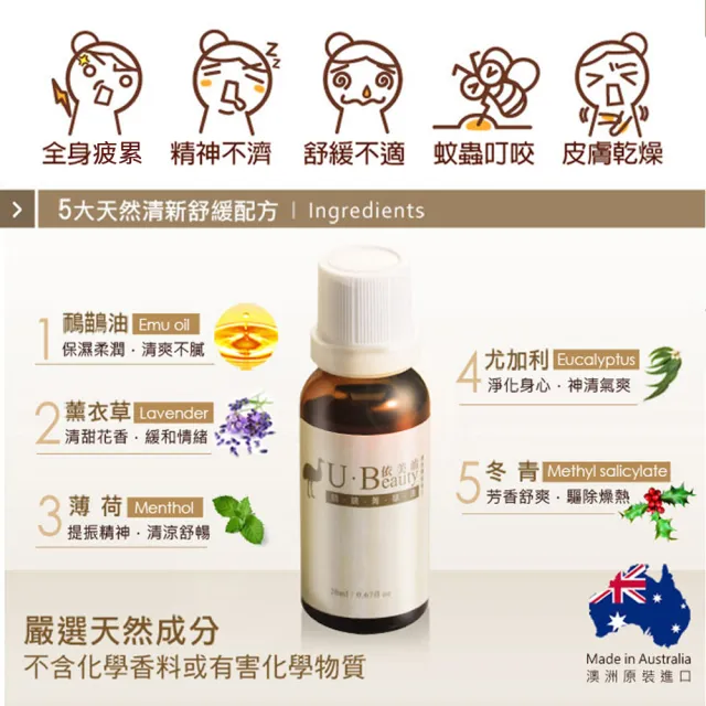 【依美油】于美人代言澳洲國寶鴯苗鳥菁華油20ml(3入搶購組)