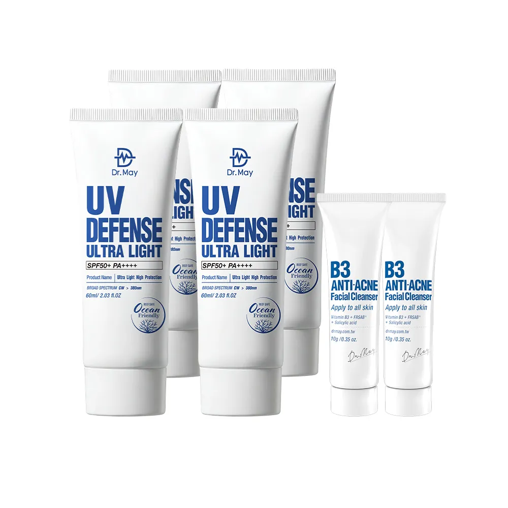 【Dr. May 美博士】專業隔離高效防曬乳 SPF50 60ml 四入組(超越買一送一 海洋友善 戶外防水 身體適用)