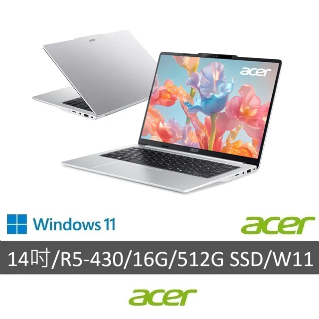【Acer 宏碁】14吋Ryzen AI 5輕薄AI筆電(Swift Lite/SFL14-62M-R0BU/R5-430/16G/512G/W11)