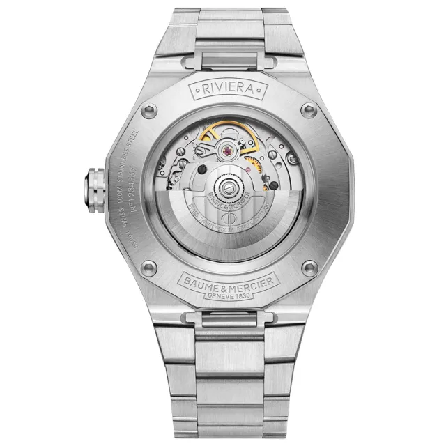 【Baume & Mercier】名士 Riviera系列 經典十二邊形機械錶 男錶-藍x銀/42mm 禮物 送禮 推薦(M0A10620)