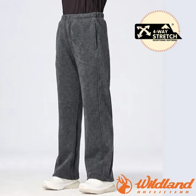 【Wildland 荒野】女 羊毛蠶絲暖絨寬版機能褲.機能刷毛保暖長褲.居家休閒運動褲/四面彈性布料/ 0B52323