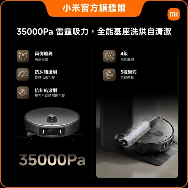 【小米】官方旗艦館 Xiaomi 掃拖機器人 6 Max(小米頂歸旗艦/6cm越障/35000Pa/活水滾筒/三重外擴清潔)