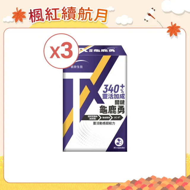 【統欣生技】TX-關鍵勇-足量UCII玻尿酸添加 3入組(30粒/入)