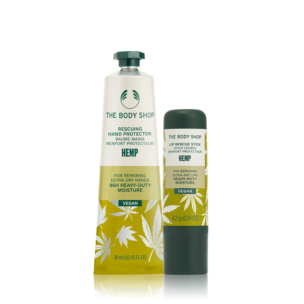 【THE BODY SHOP 美體小舖】大麻籽雙護潤澤組(護手霜-30ML+急救唇膏-4.2G)