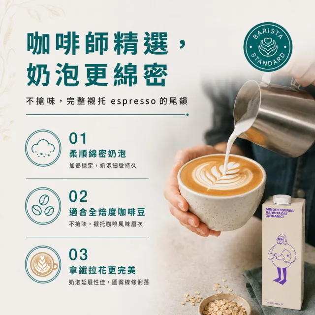 【Minor Figures 小人物】濃厚版燕麥奶- 咖啡師 有機 1000ml x3罐(乳糖不耐/大豆堅果過敏/素食 適用)