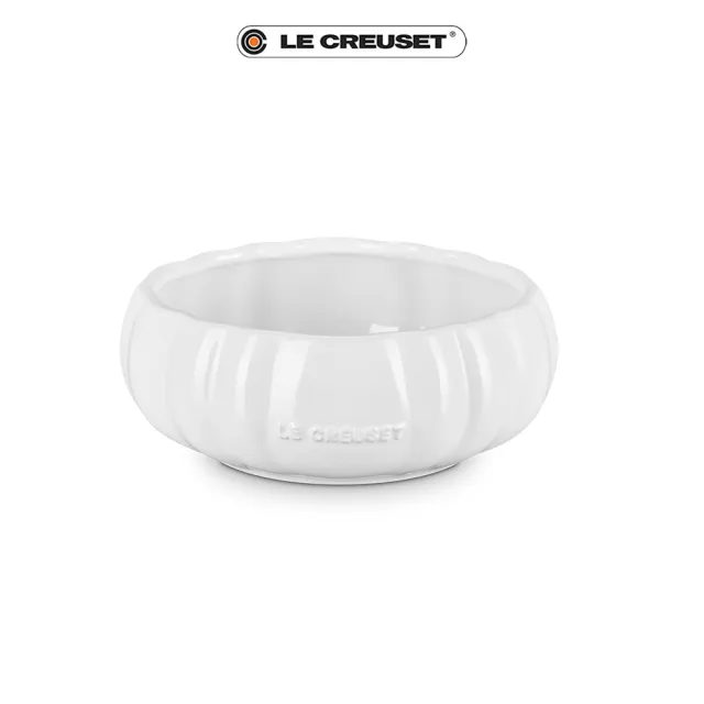 【Le Creuset】萬聖節 瓷器南瓜造型湯碗750ml (雪花白/火焰橘 2色選1)