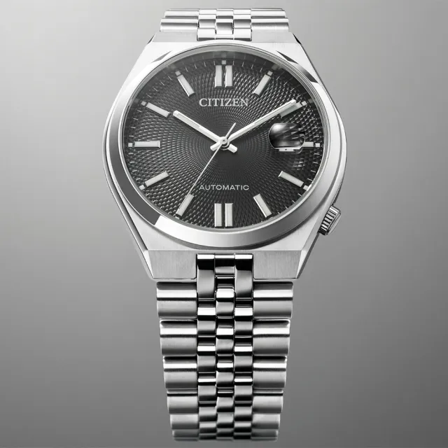 【CITIZEN 星辰】限量 Tsuyosa 60 青春撞色機械錶 手錶-黑x銀/40mm 錶 生日禮 送禮(NK0020-55E)