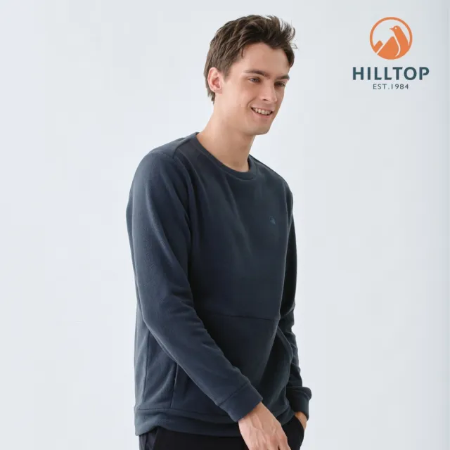 【Hilltop 山頂鳥】ZISOFIT POLYGIENE抗菌吸濕快乾保暖刷毛上衣 男款 深灰藍｜PH51XMN4ECE0