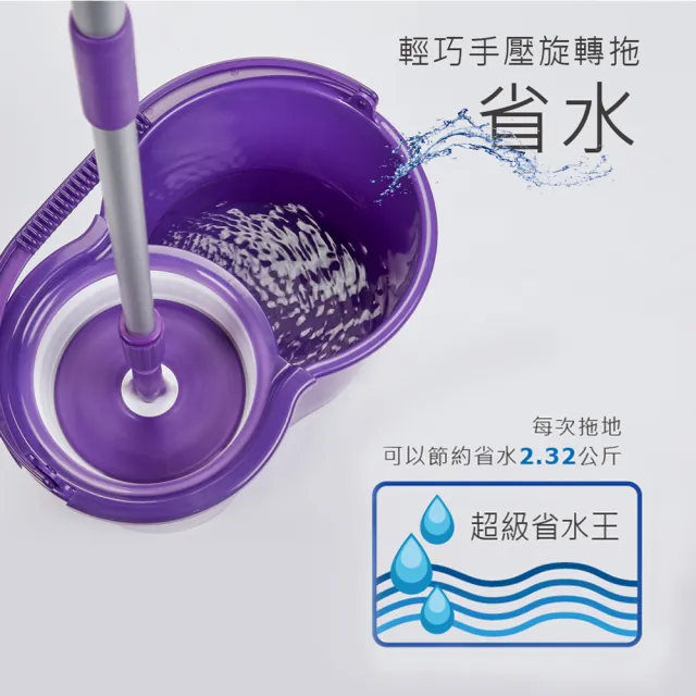 【好神拖】手壓旋轉拖把組(1拖+1桶+2布)