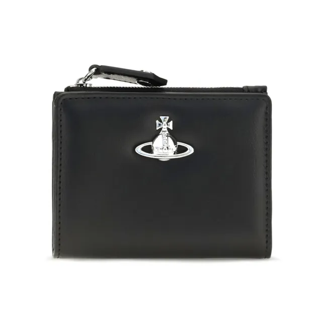 【Vivienne Westwood】Slim Flap 牛皮 對折 拉鍊 零錢包 卡夾 短夾 皮夾 黑色 54020010WS0026_N401