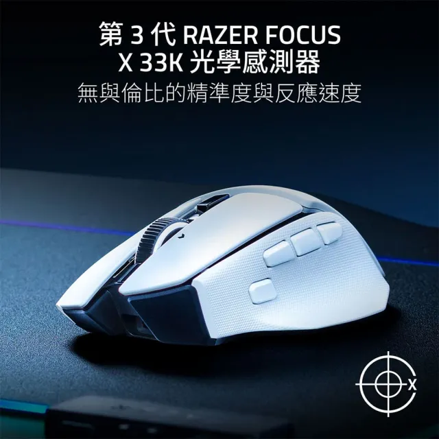 【Razer 雷蛇】巴塞利斯蛇 Basilisk V4 HyperSpeed 速度版 無線電競滑鼠 - 白色 (RZ01-05680200-R3M1)