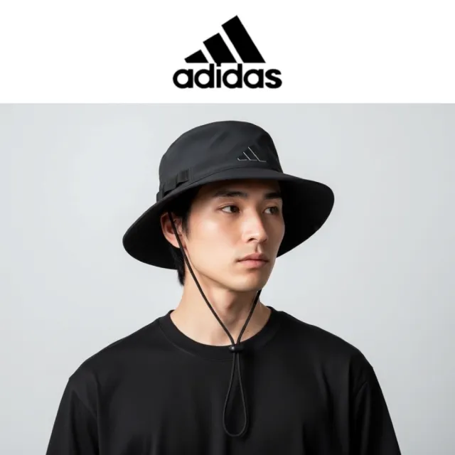 【adidas 愛迪達】男生女生同款 漁夫帽 UPF50 抗紫外線 立體膠印LOGO 遮陽帽 登山帽