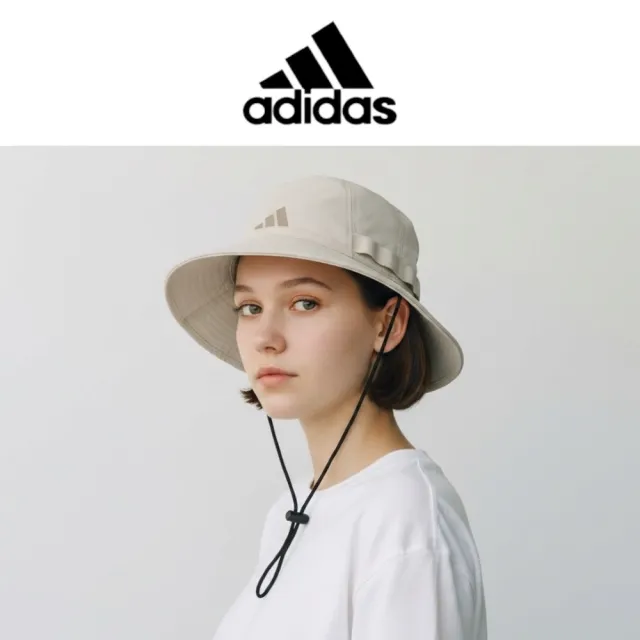 【adidas 愛迪達】男生女生同款 漁夫帽 UPF50 抗紫外線 立體膠印LOGO 遮陽帽 登山帽