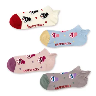 【HAPPYFACE】多款任選-3件組｜復古羅紋 百搭中筒襪 怪可愛刺繡(多款)