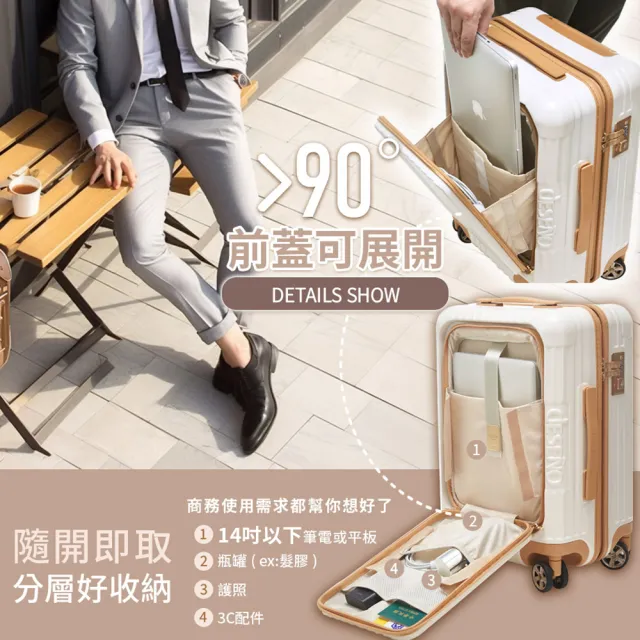 【Deseno 笛森諾】尊爵傳奇V20吋前開式拉鍊行李箱 登機箱(多色任選) S60靜音輪/抗菌內裡
