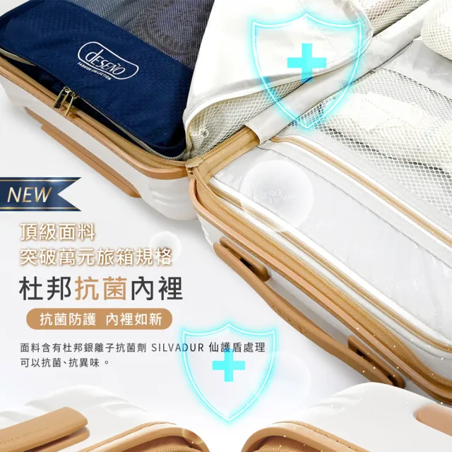 【Deseno 笛森諾】尊爵傳奇V20吋前開式拉鍊行李箱 登機箱(多色任選) S60靜音輪/抗菌內裡