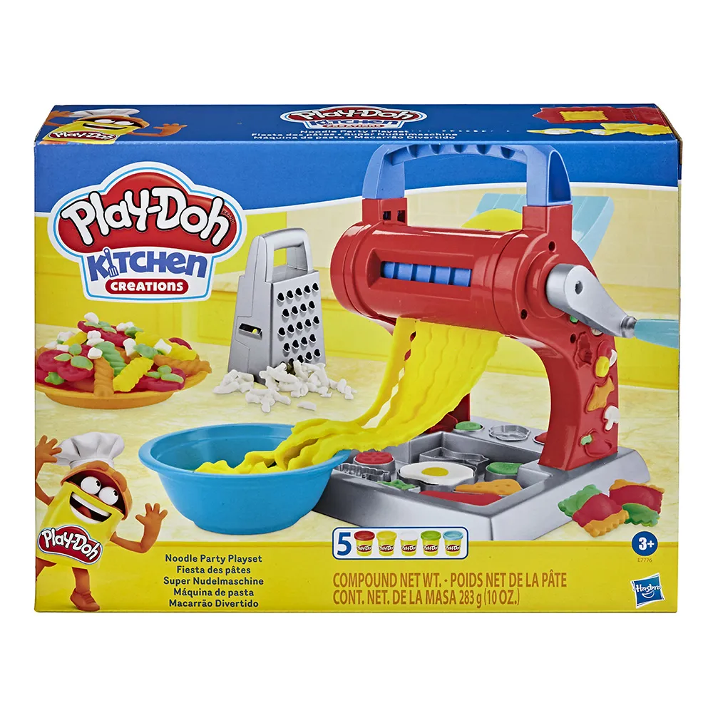 【PLAYDOH 培樂多】廚房系列-製麵料理機新版 附5罐安全無毒黏土 E7776(幼兒/ 兒童玩具、益智玩具、創意DIY)