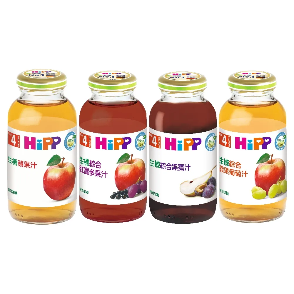 【HiPP】喜寶生機綜合果汁200mlx6入(蘋果汁、綜合黑棗汁、紅寶多果汁 口味任選)