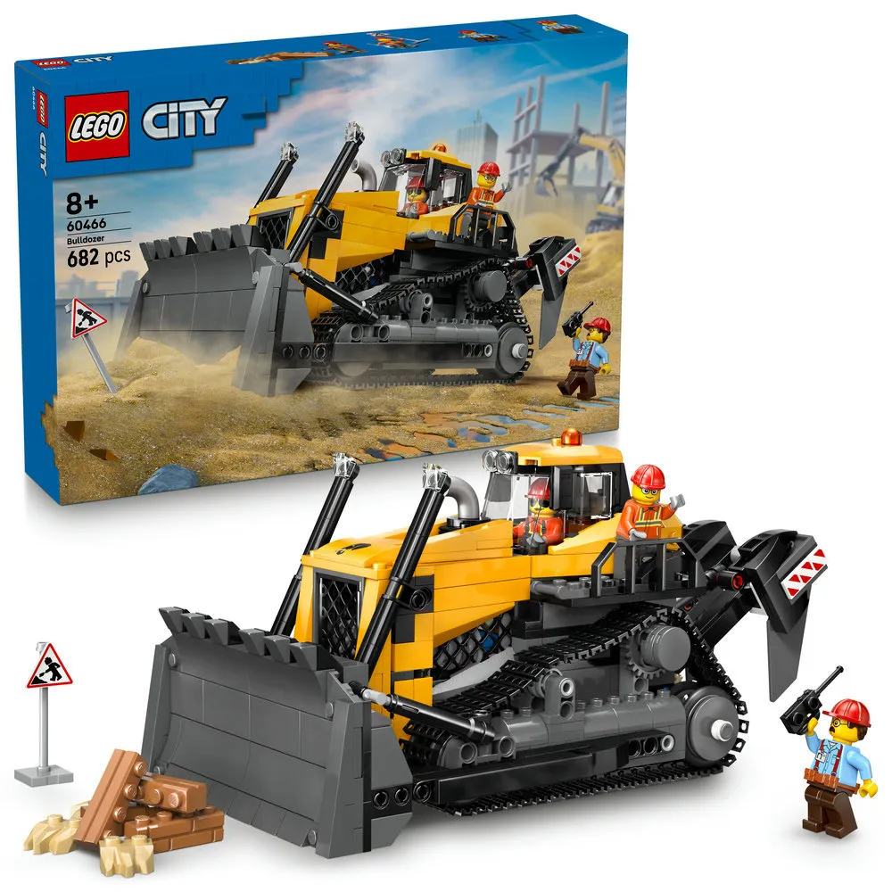 【LEGO 樂高】城市系列 60466 黃色推土機(男孩禮物 交通工具玩具 兒童玩具 積木)