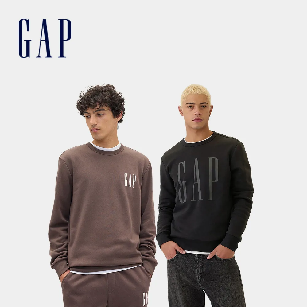 【GAP】男女裝 印花圓領大學帽T/圓領長袖T恤/長袖針織衫-多款任選(542214&792656&791281&645634)