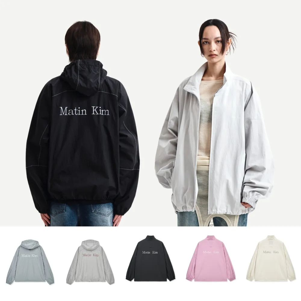 【MATIN KIM】官方旗艦 中性款高領經典LOGO風衣外套(多款任選)