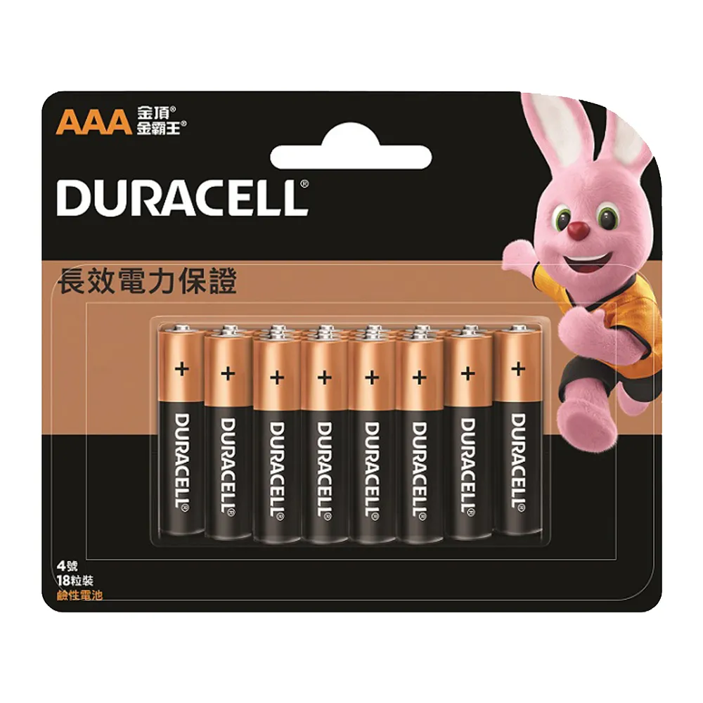【DURACELL】金頂 鹼性電池 4號AAA(18入裝)