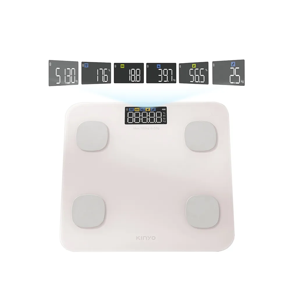 【KINYO】VA彩色螢幕家用藍牙體脂計 體脂機 體重計 BMI APP數據追蹤(DS-7321)