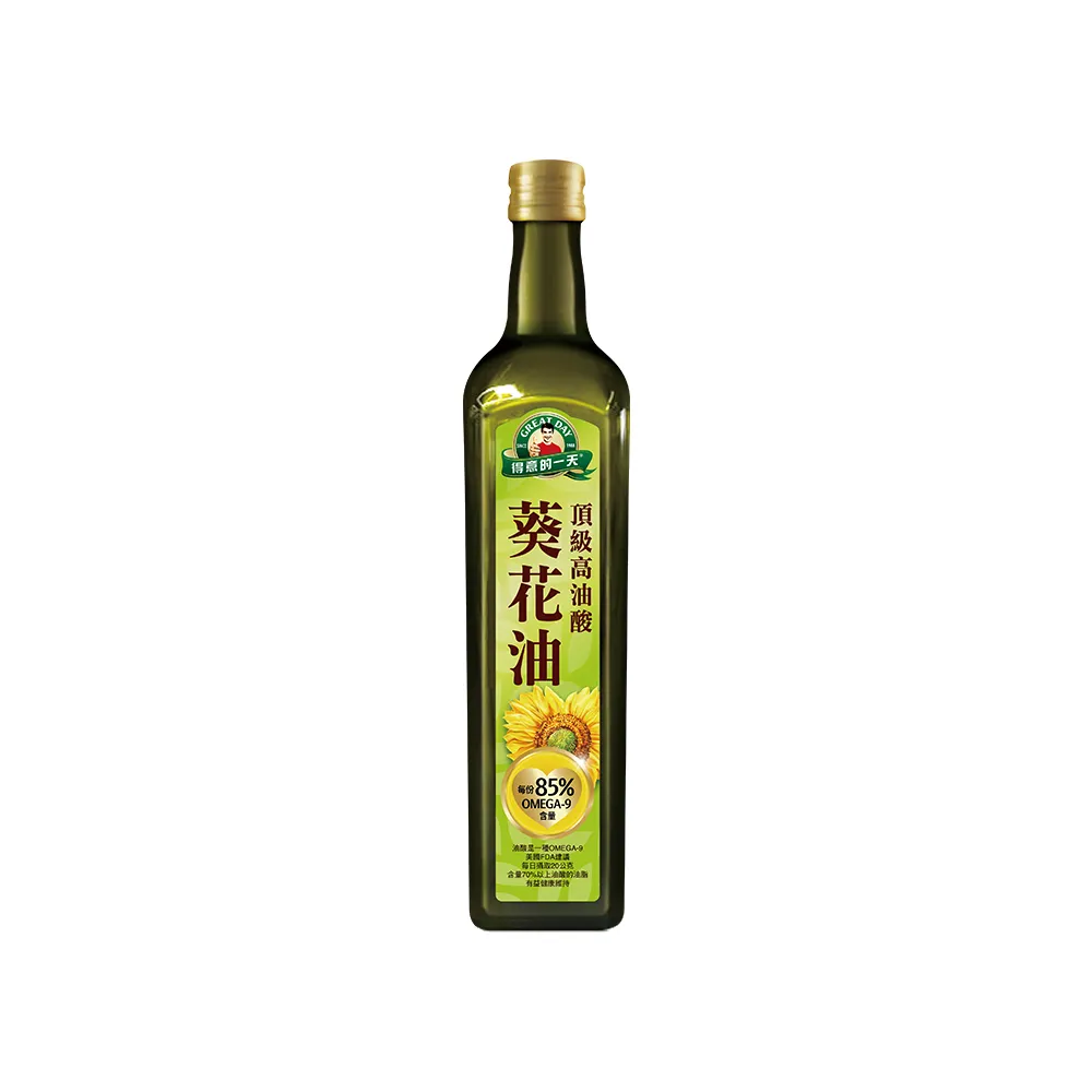 【得意的一天】頂級高油酸葵花油750ml (每瓶油酸含量高達85%)