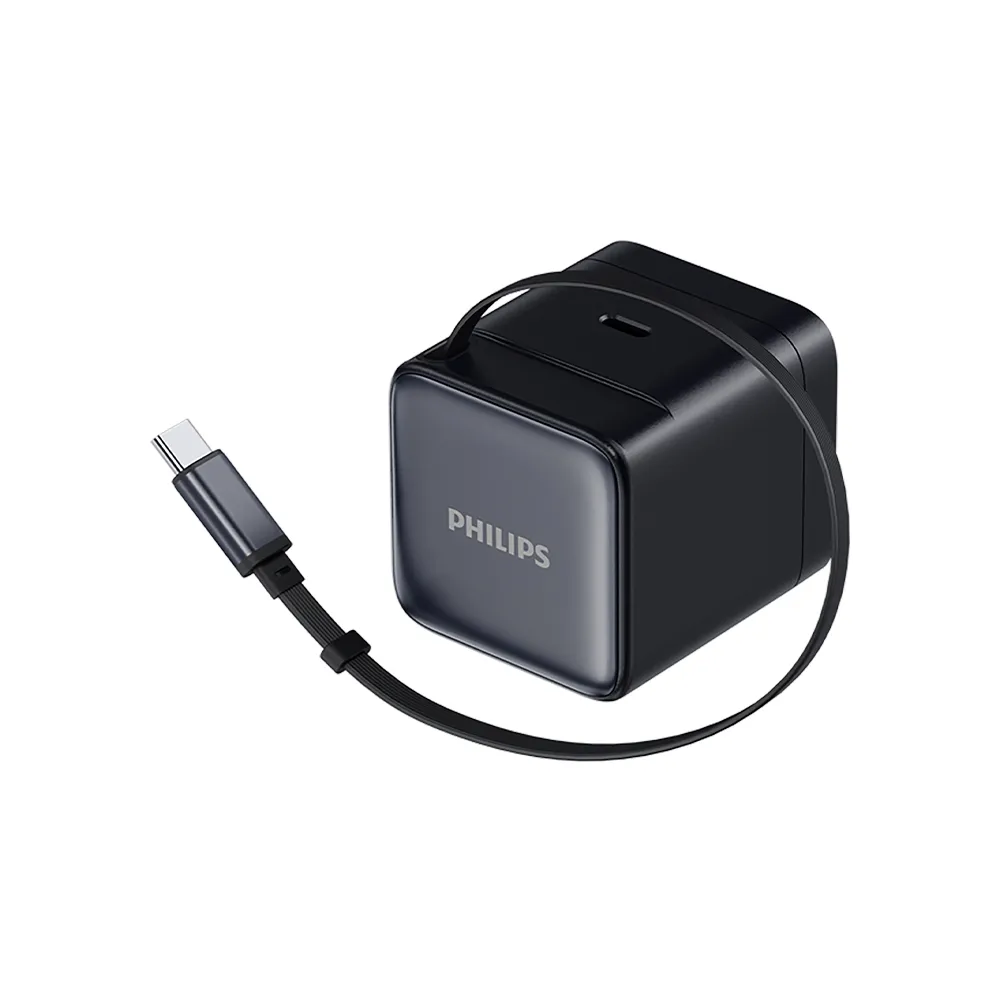 【Philips 飛利浦】DLP6346C 45W 氮化鎵TypeC 伸縮線電源供應器(含萬國轉接頭/多裝置相容)