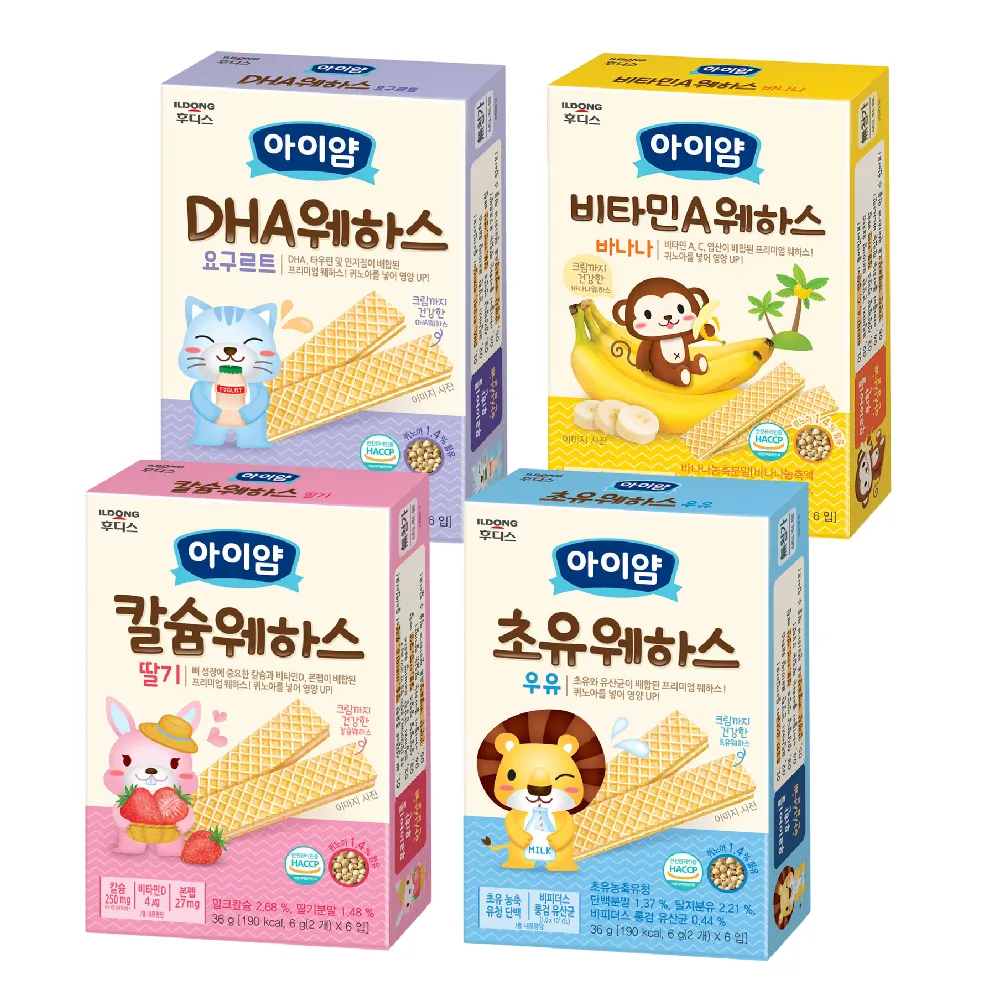 【Ildong 日東】藜麥威化餅 寶寶餅乾(香蕉、優格、初乳牛奶、鈣+草莓)