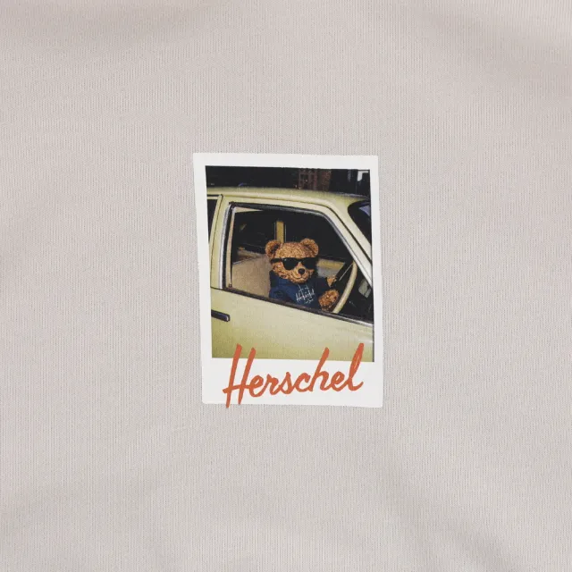 【Herschel】官方直營 男款女款 小熊拍立得長袖帽T 淺卡其色/深藍色
