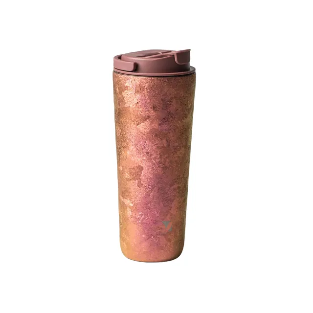 【Titanium 鈦造】純鈦跳跳杯 晶鈦系列-蘭霞粉 800ml 玫瑰豆沙蓋(鈦保溫杯 台灣鈦杯 鈦金屬 環保杯 隨行杯)