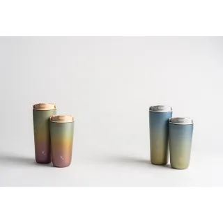 【Titanium 鈦造】純鈦跳跳杯 MiNi 鈦色暈彩系列-天空 600ml 雲霧灰蓋 (鈦保溫杯 台灣鈦杯 環保杯)