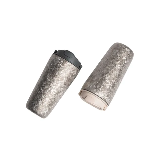 【Titanium 鈦造】純鈦跳跳杯 MiNi 晶鈦系列-羽霧銀 600ml (保溫瓶 鈦保溫杯 台灣鈦杯 鈦金屬 環保杯)