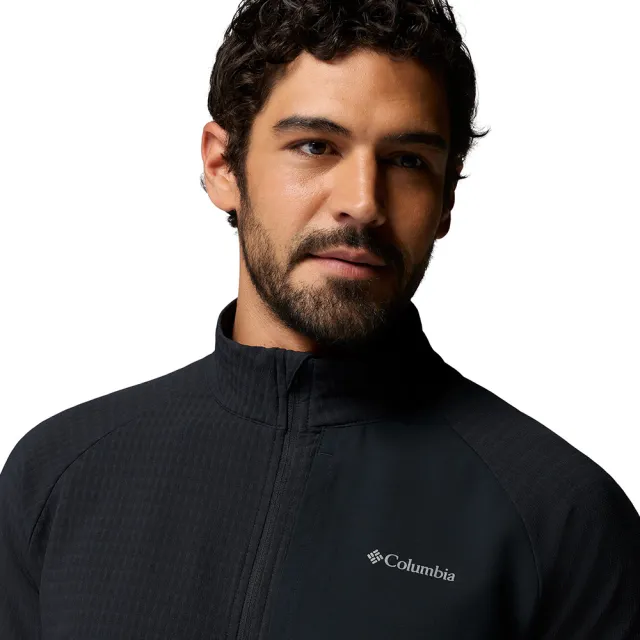【Columbia 哥倫比亞】男款-超防潑水立領外套-Superior Summit™ Grid Full Zip M-黑色(UAE27400BK/KF)