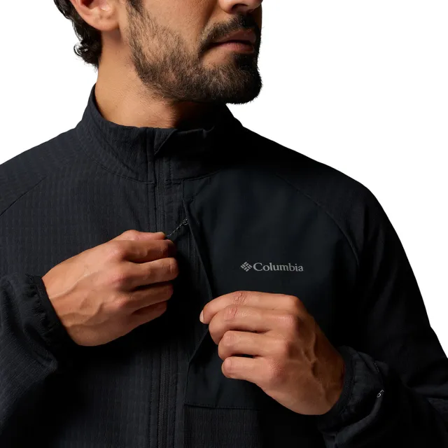 【Columbia 哥倫比亞】男款-超防潑水立領外套-Superior Summit™ Grid Full Zip M-黑色(UAE27400BK/KF)