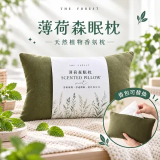 【The Forest 癒森林】薄荷森眠枕禮盒 枕頭＋天然薄荷香氛包x2 ( 香氛枕/棉麻枕/生日禮物/送禮首選)