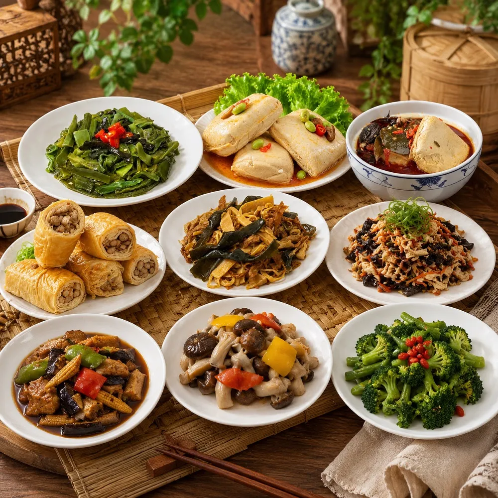 【南門市場老林記】蔬食名菜4道任選 (如意菜/臭豆腐/素茶鵝/海帶扁尖筍/花椰菜/山藥/木耳 功夫素菜)