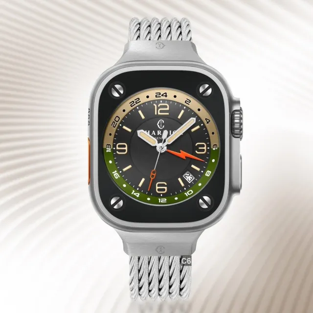 【CHARRIOL 夏利豪】預熱賣款 Apple Watch蘋果42/44/45㎜適用 Celtic鋼索錶帶 C6(AW.51.C01/M)