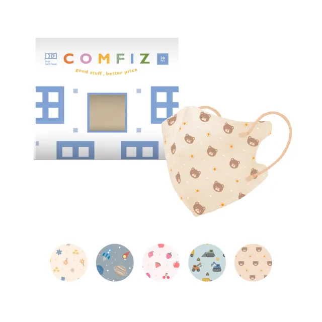 【COMFIZ 康菲】康菲嬰幼3D立體醫療口罩/共五盒(0-18M適用/多款獨家設計花色/無鼻樑條)