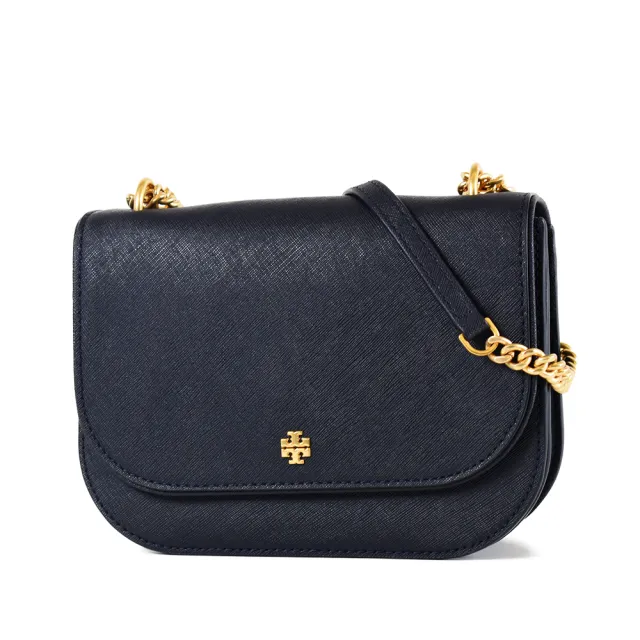 【TORY BURCH】防刮翻蓋鍊帶肩背/斜背二用包-海軍藍-特