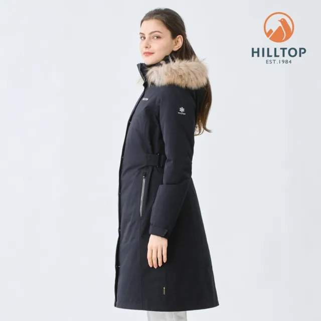 【Hilltop 山頂鳥】GORE-TEX 2L二合一 施華洛世奇防水石墨烯蓄熱羽絨長大衣外套 女款 黑｜PF21XFA6ECAB
