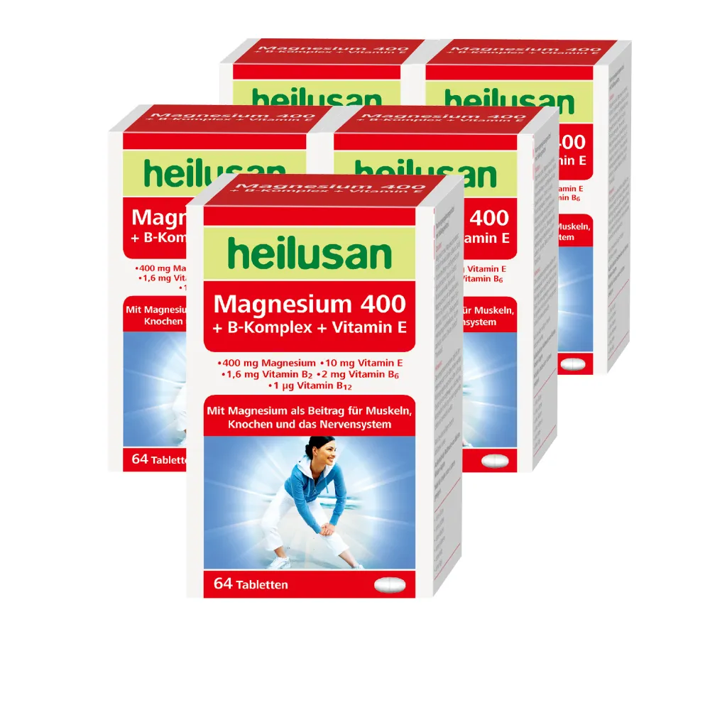 【Heilusan 好立善】鎂+B群+E高效活力錠64錠5入組(幫助入睡.醣類代謝.鎂有助心臟.肌肉及神經正常功能)