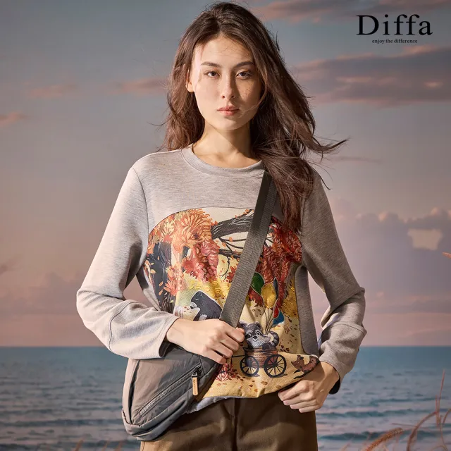 【Diffa】藝術聯名童趣森林異素材拼接針織衫-女