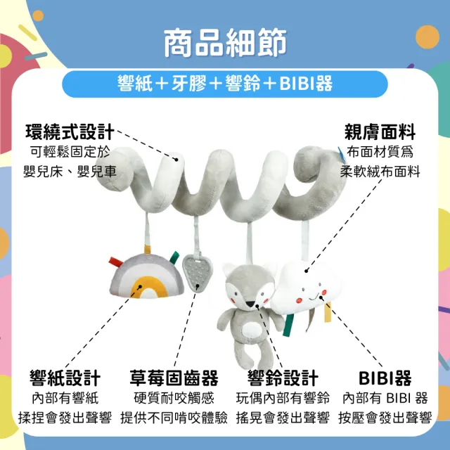 【OhBabyLaugh】動物床繞玩具 北歐風/狐狸/小鳥(搖鈴玩具/安撫玩具/多功能床夾/嬰兒車玩具/音樂床鈴)
