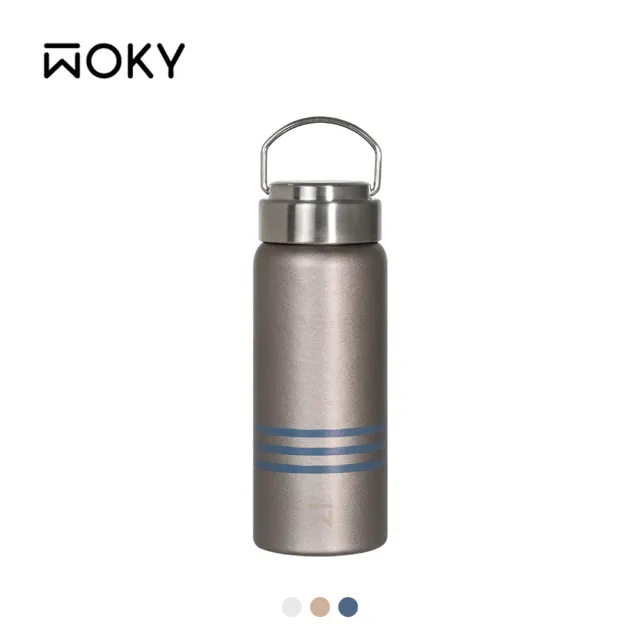 【WOKY 沃廚】Ti純鈦提手保溫瓶500ml兩入組(鈦杯/隨行杯/飲料杯/保溫杯/保溫瓶)